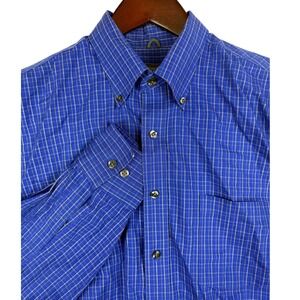 Kenneth Cole Reaction Mens‎ Blue Plaid Long Sleeve Button Down Shirt
